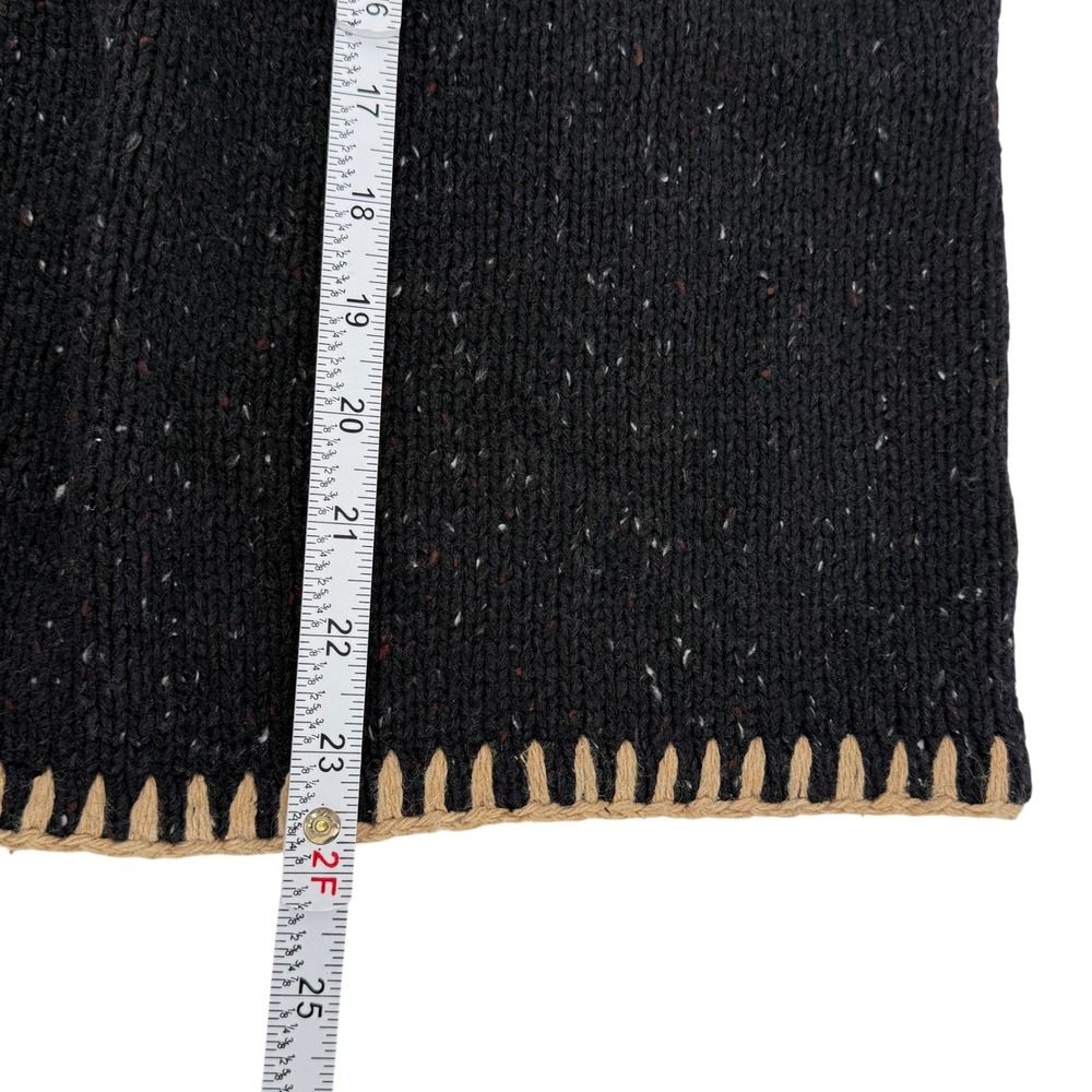 Cabin Creek Vest Womens Large Black Tan Trim Speckled Knit Zip Up Ramie Warm - Picture 10 of 12